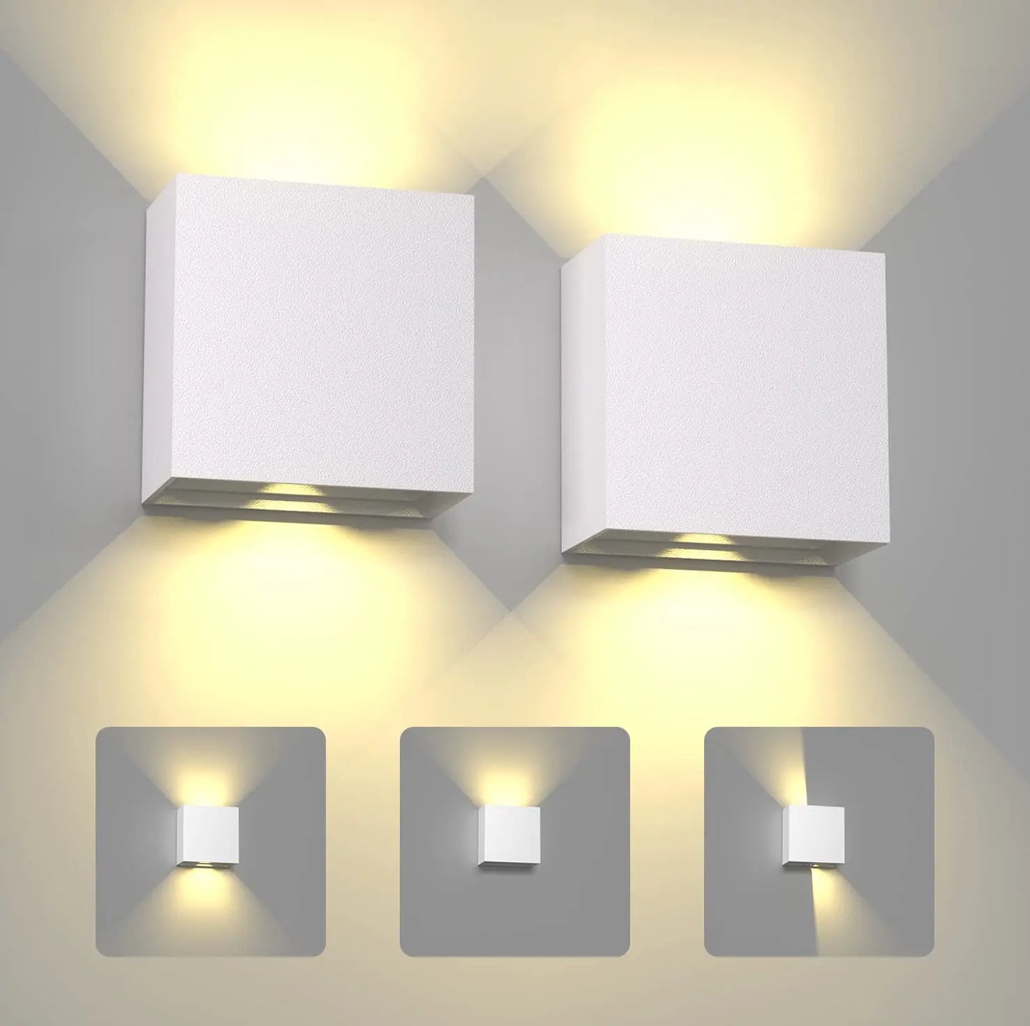 Frendorf | 2-Pack LED Wandleuchten – Moderne 6W oben & unten Wandleuchten, wasserdicht IP65 für Wohnzimmer, Flur, Schlafzimmer, Innen- & Außengebrauch