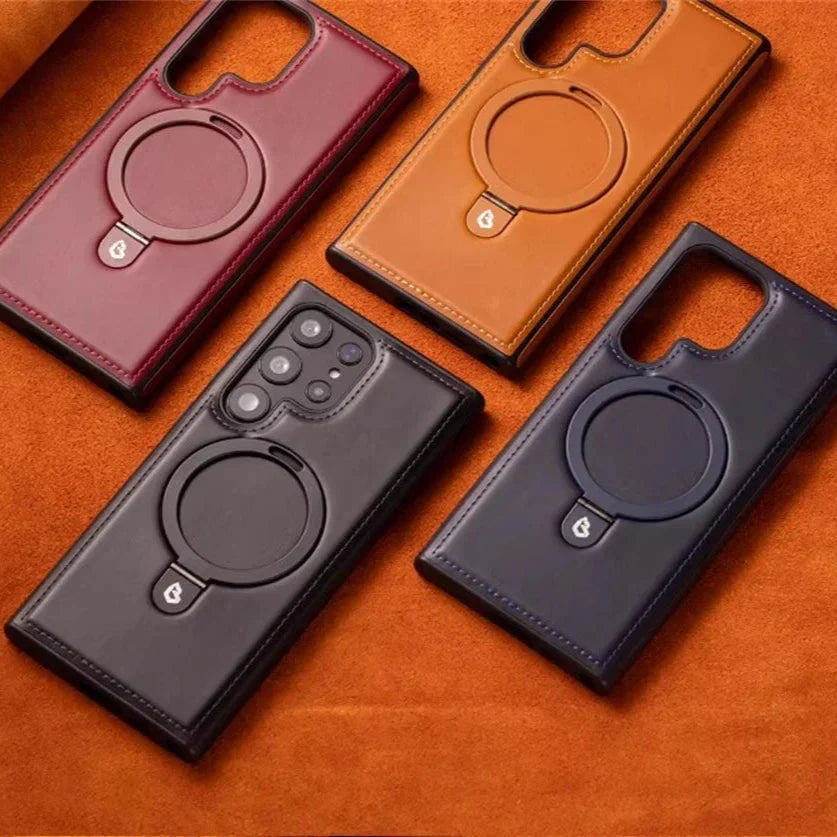 Frendorf | Magnetische Leder Samsung Galaxy Wireless Charging Ringhalter Hülle