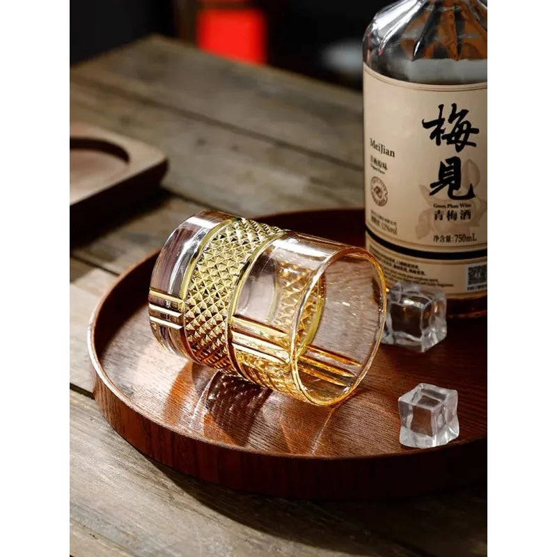 Goldene Auskleidung Whiskeyglas, Old Fashioned Rocks Gläser Tummler, Glaswaren für Cocktail Scotch, Bourbon, Gin, Vodka, Brandy