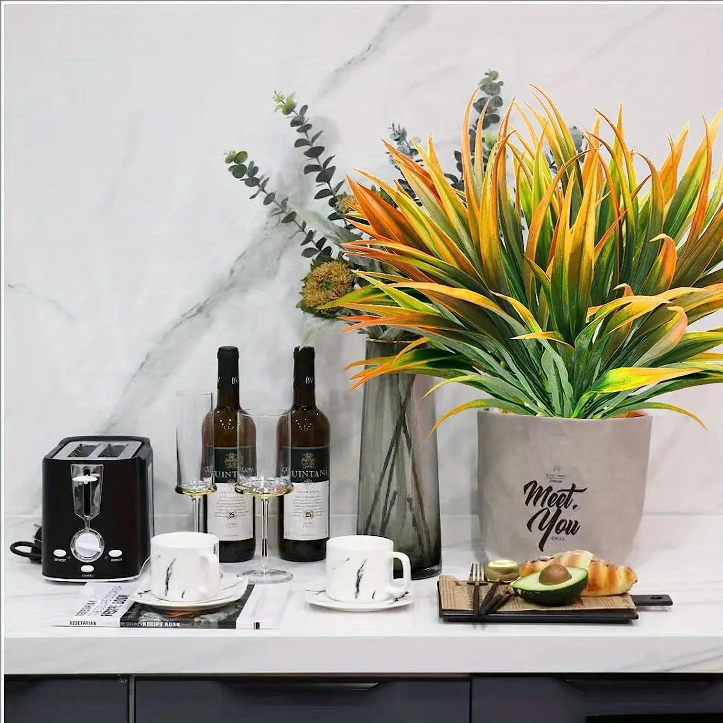 Frendorf | 10PCS Simulierte Chlorophytum Künstliche Pflanzen – Faux Bostonfarn Büsche mit Kunststoffblättern für die Dekoration im Außenbereich