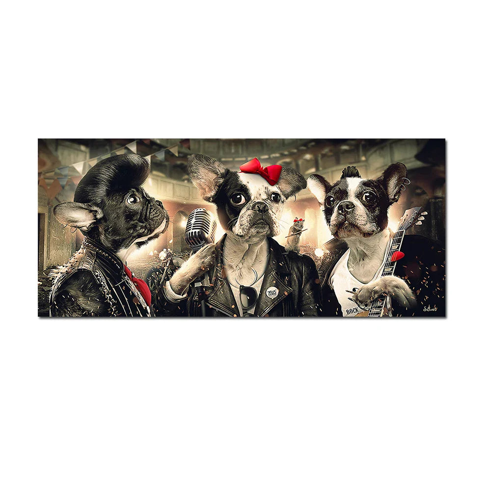 Lustiger Hund Singender Hip Hop Tier Poster Coole Musikband Leinwanddruck Malerei Nordische Wandkunst Bilder Wohnzimmer Hoom Dekor