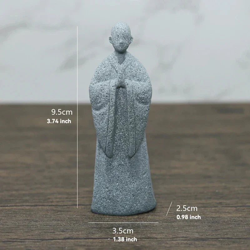 Frendorf | TranquilStone Buddha Figuren Set | Meditative Mönchs Statuen | Zen Garten Dekoration | Achtsamkeit & Feng Shui Deko für Zuhause