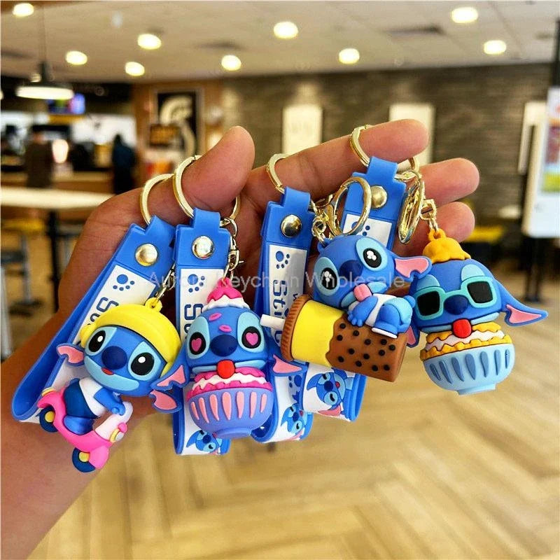 Anime Disney Schlüsselanhänger - Süßer Mickey Mouse, Minnie, Lilo und Stitch Cartoon Schlüsselring, Ornament und Autoanhänger, Perfekte Geschenke für Kinder