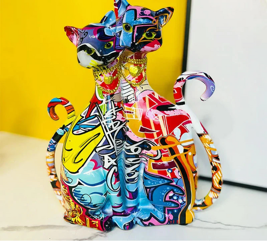 Frendorf | Abstrakte Graffiti Katzenpaar Figurine