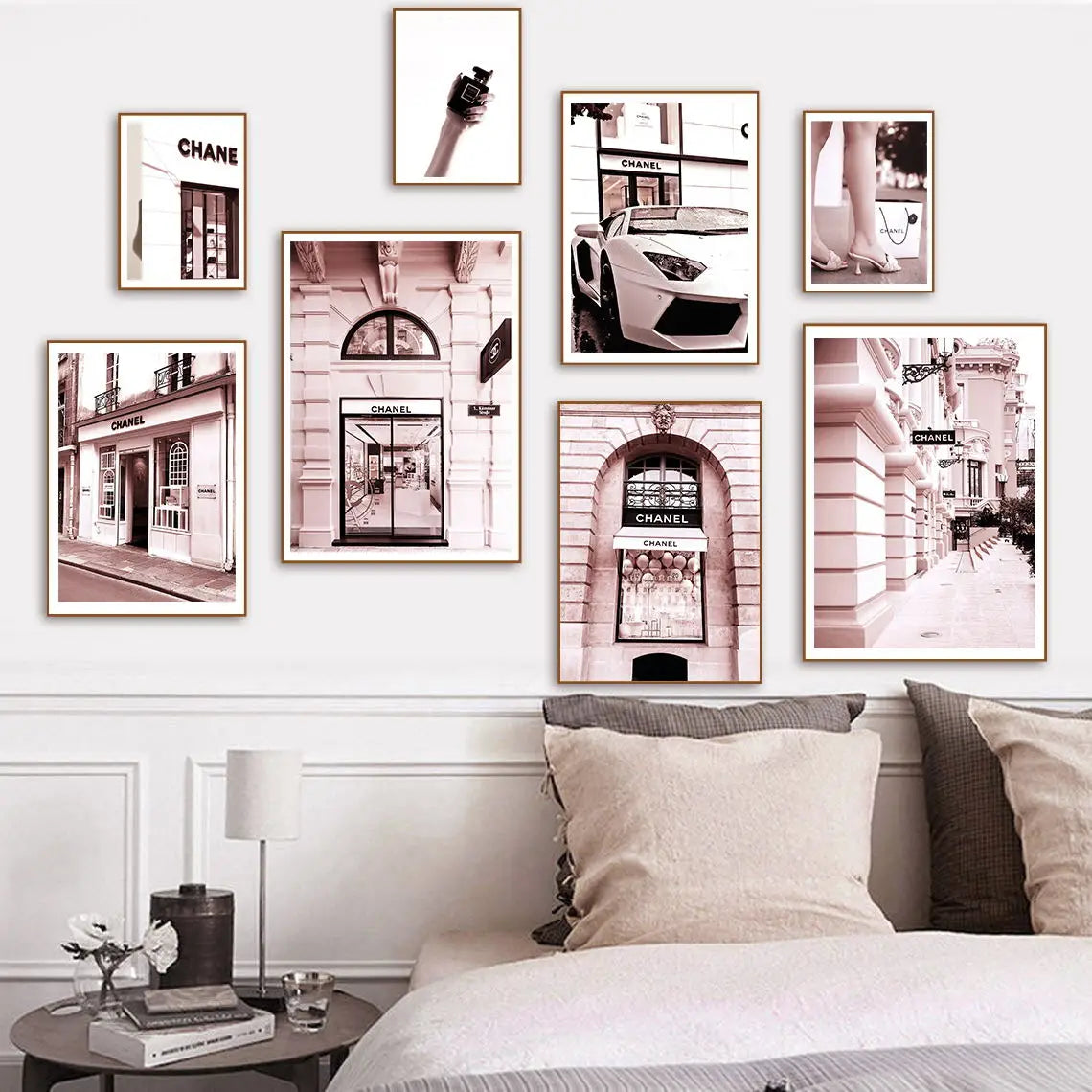 Französischer Luxusladen Mode Nordischer Poster Parfüm Sexy Mädchen Straßenansicht Wandkunst Leinwandmalerei Wandbilder Wohnzimmer Dekor