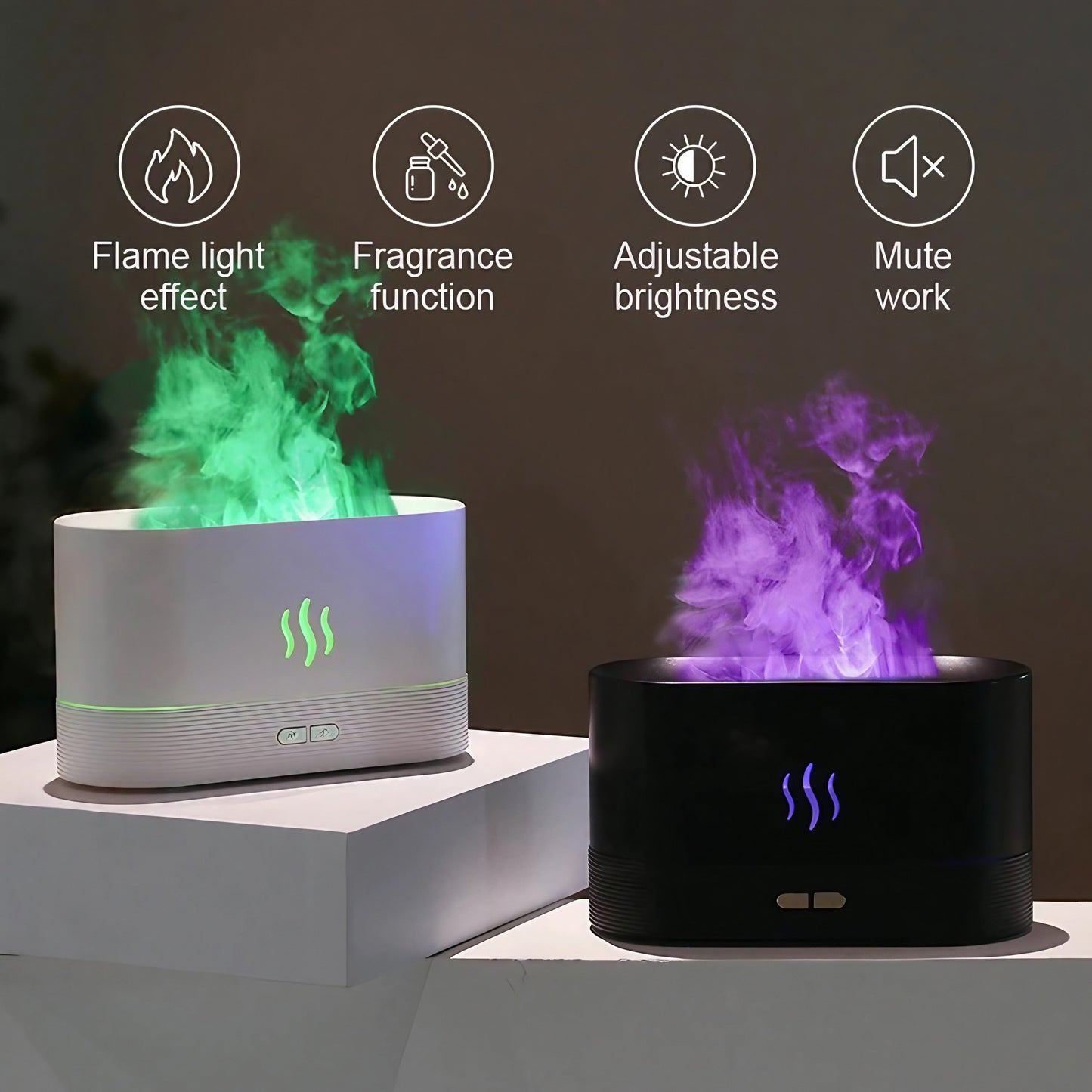 Frendorf | FlameAroma Diffusor & Luftbefeuchter | Flammenlampe | Aromatherapie | Beruhigende Beleuchtung | Raumduftspender