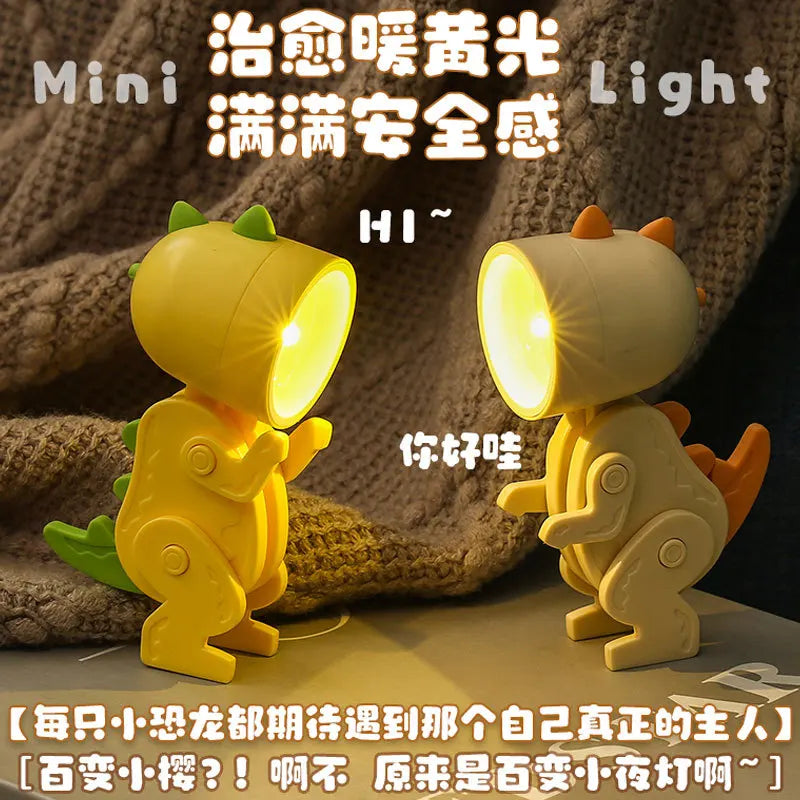Niedliche LED Nachtlampe - Mini Haustier Hund, Reh, Dinosaurier Klapp-Tischlampe für Kinderzimmer