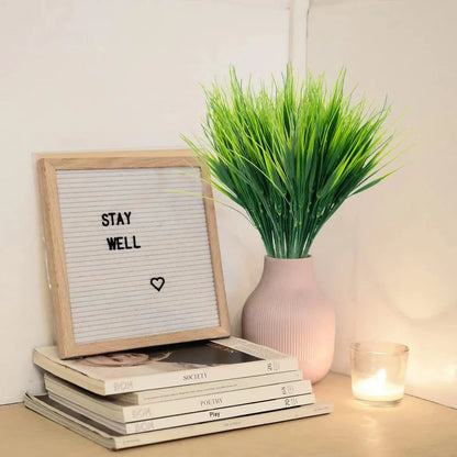 Frendorf | 20PCS Künstliche Gras Pflanzen – 7-äugige grüne Kunststoffgras für Haus, Büro und Außen Garten Dekoration