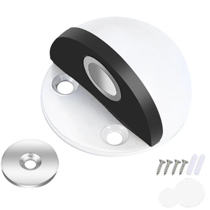 Edelstahl Magnet Türstopper - Bohrfrei, Magnetische Saugkraft, Halbrunder Gummi Anti-Kollisions Türberührung Stopp
