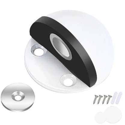 Edelstahl Magnet Türstopper - Bohrfrei, Magnetische Saugkraft, Halbrunder Gummi Anti-Kollisions Türberührung Stopp