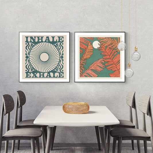 Bohemian Sonnen Gesichter Leinwand Malerei Abstrakt Vintage Wandbilder Retro Glückliches Zitat Quadrat Druck Poster Wohnzimmer Wohnkultur