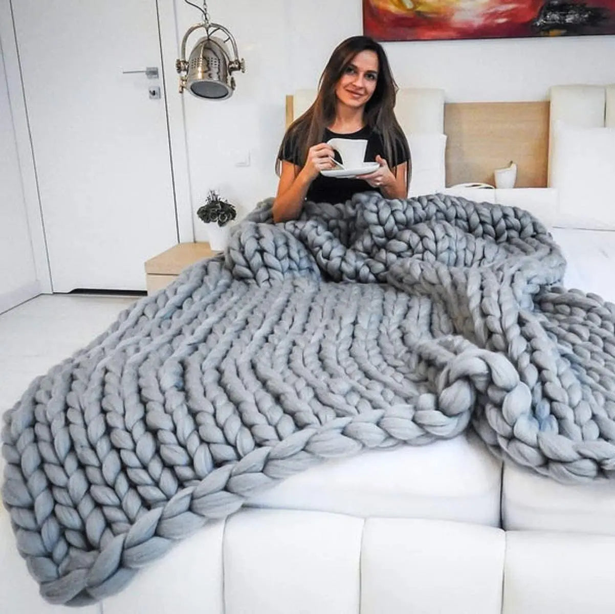 Frendorf | Grobstrickdecke – Kuschelige Wolldecke für Jeden Raum – Weich & Warm – Perfekt für Sofa und Bett