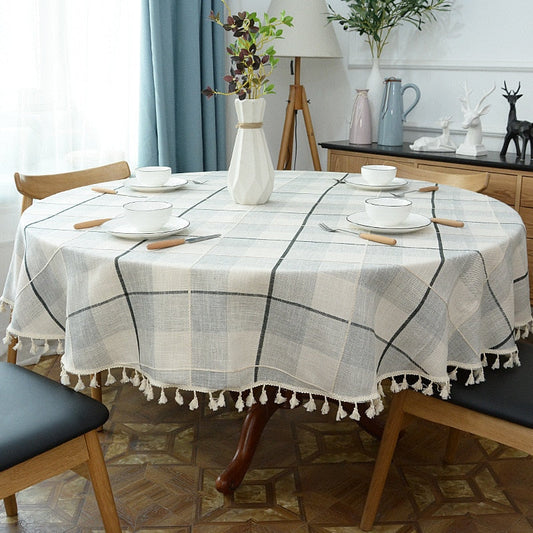 Ästhetische runde Leinentischdecke