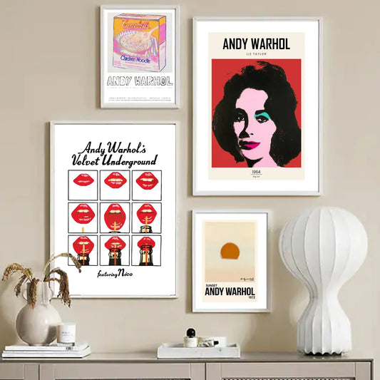 Andy Warhol Kuh Zebra Banane Suppe Sonnenuntergang Wandkunst Leinwandmalerei Nordische Poster und Drucke Wandbilder für Wohnzimmerdekoration