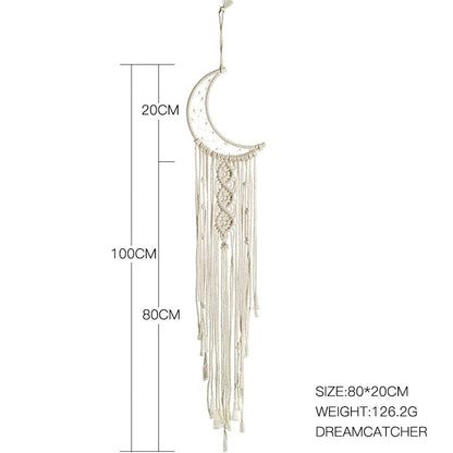 Mond und Stern Makramee Wandbehang Wandteppich Boho Wanddekoration Makramee Deko Pared Handarbeit Kinder Mädchen Zimmer Dekoration Geschenk 48h