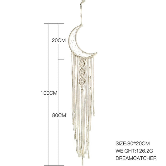 Mond und Stern Makramee Wandbehang Wandteppich Boho Wanddekoration Makramee Deko Pared Handarbeit Kinder Mädchen Zimmer Dekoration Geschenk 48h
