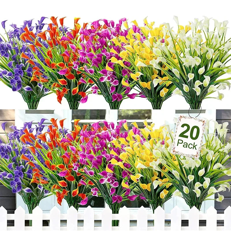 Frendorf | 20 Bündel UV-beständige Outdoor-Kunstblumen – Künstliche Plastikblumen für Zuhause, Garten und Hochzeitsdekoration