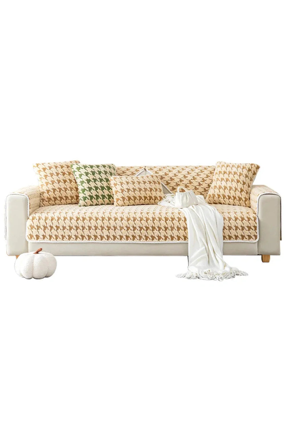 Hahnentrittmuster Samt Sofa Bezug