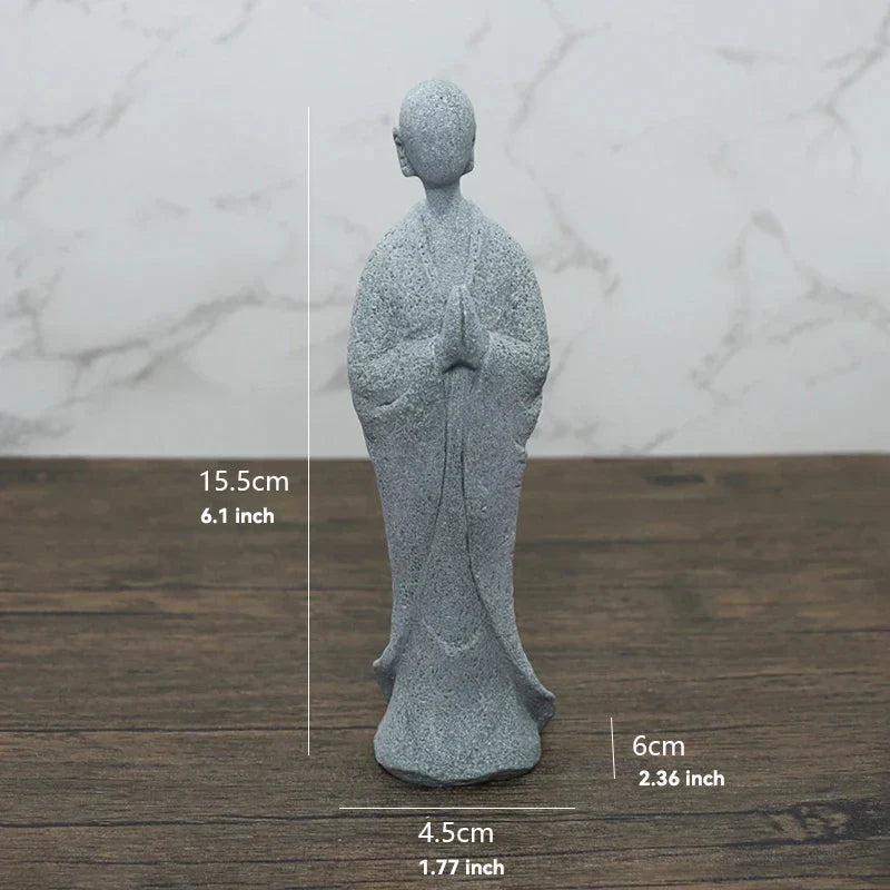 Frendorf | TranquilStone Buddha Figuren Set | Meditative Mönchs Statuen | Zen Garten Dekoration | Achtsamkeit & Feng Shui Deko für Zuhause