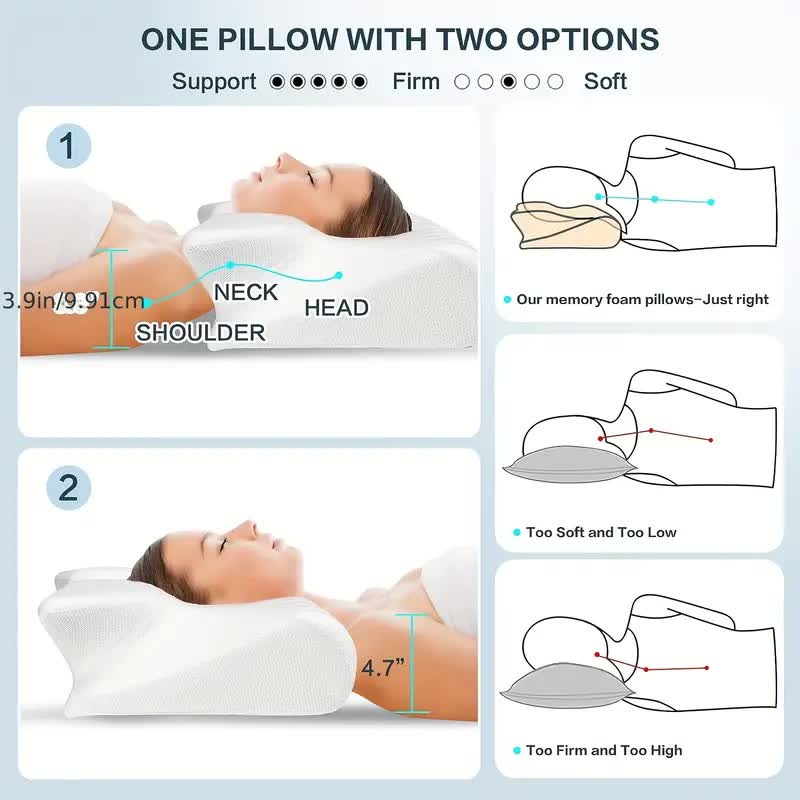 Frendorf | SleepEase Schmetterlings-Memory-Schaumkissen – Ergonomische Unterstützung für Seiten- und Rückenschläfer