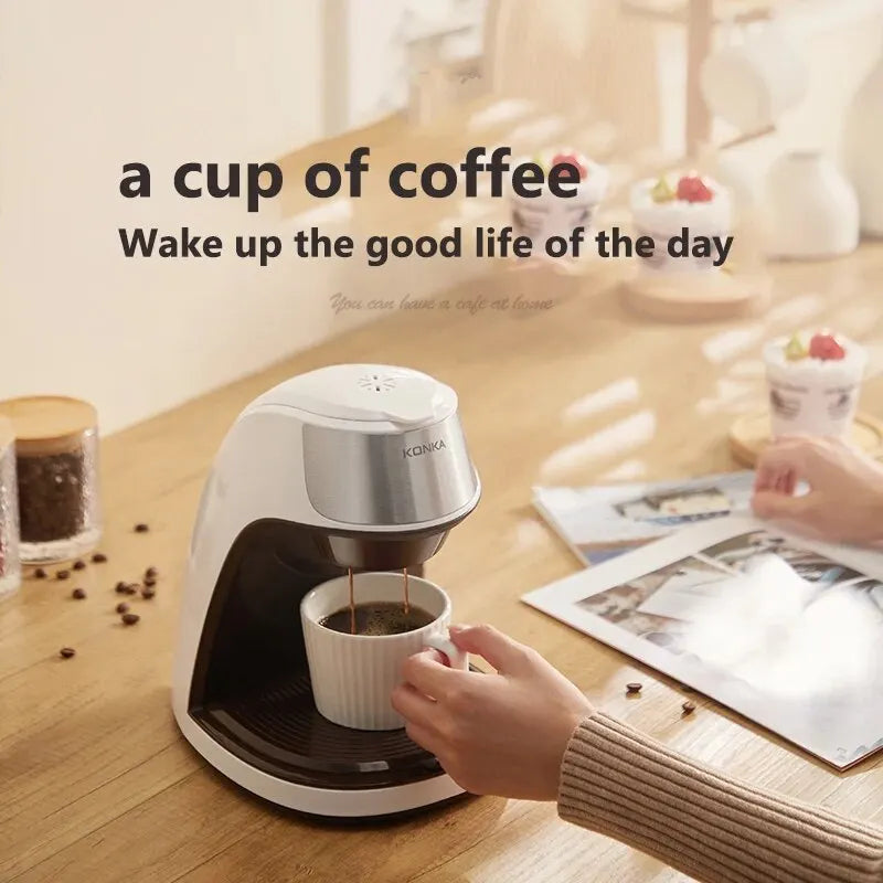 KONKA Kaffeemaschine 2 in 1, Tee- und Kaffeepulver, mehrere Tropfen, Cafeteria, schnelles Aufheizen, Büro und Zuhause, 220 V, einfache Bedienung