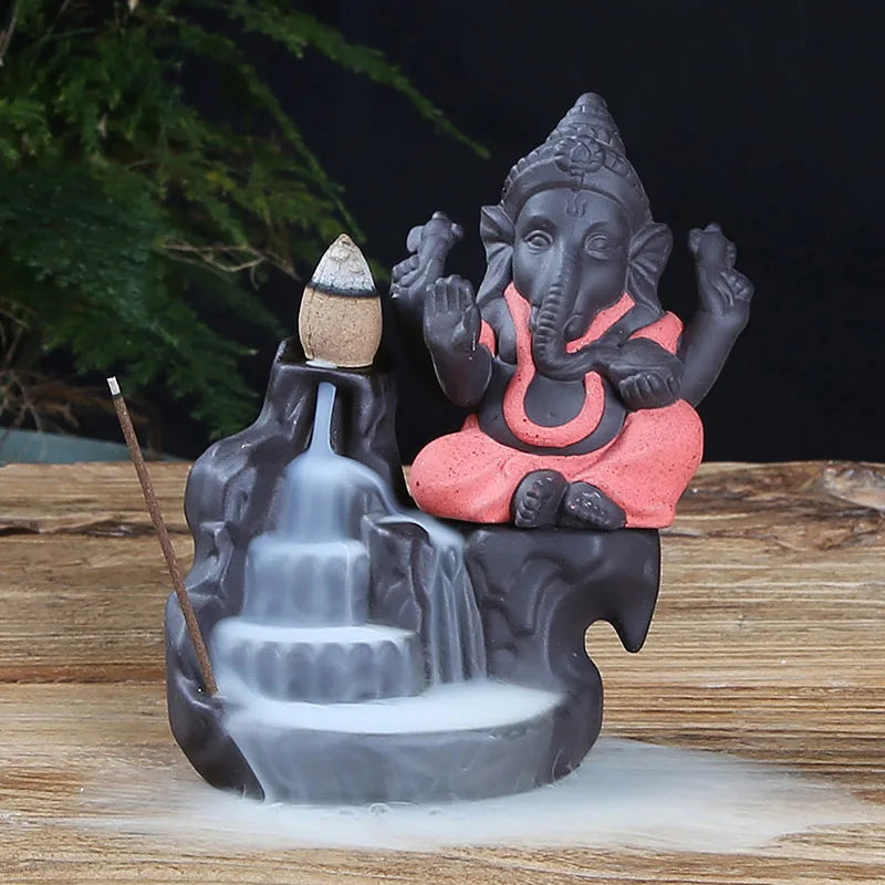 Clay-Style Ganesha Loban/Agarbatti Halter und Figurine