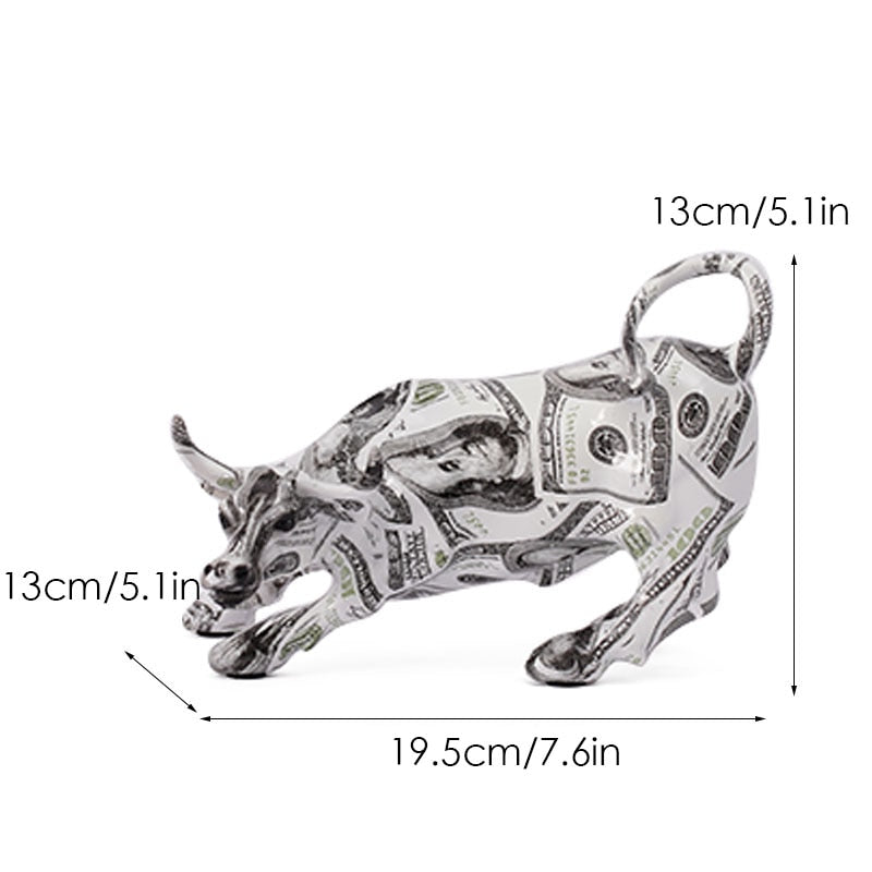 Graffiti-Malerei Harz Bull Figuren Home Wohnzimmer Schlafzimmer Büro Desktop Feng Shui Ornamente Sammlung Statuen