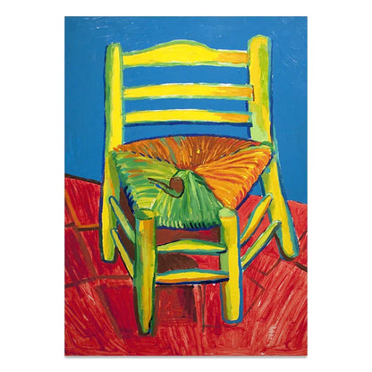 David Hockney Kunststil Bunte Stuhl Leinwanddruck Gemälde Plakat Wandbild Ornament Wohnzimmer Innenraum Wohnkultur