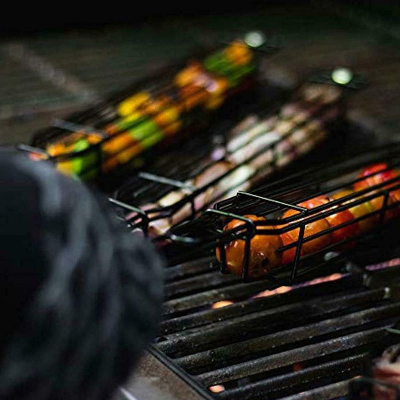 Tragbarer Antihaft-BBQ-Grillkorb - Kohlen-Grill-Zubehör für Outdoor-Camping, Picknick und Fleischröstung