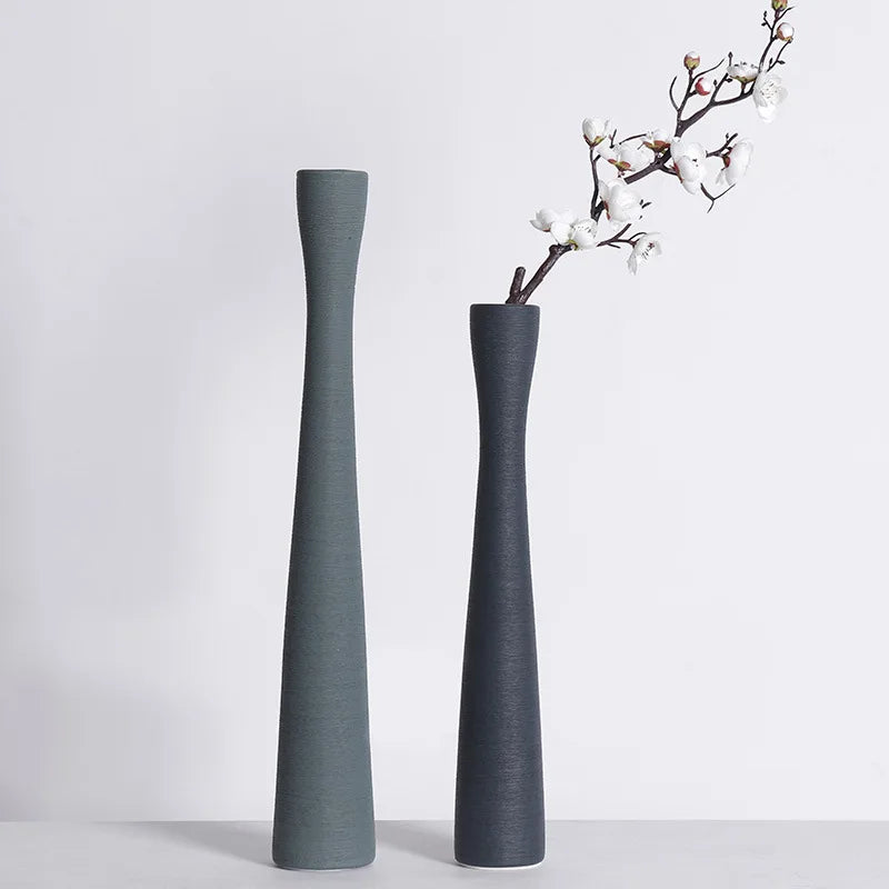 Fein Groß Lang Gebürstet Keramik Vase Wohnzimmer Trockenblumenarrangement Blumen Dekoration Modellzimmer Weiche Dekorationsstücke