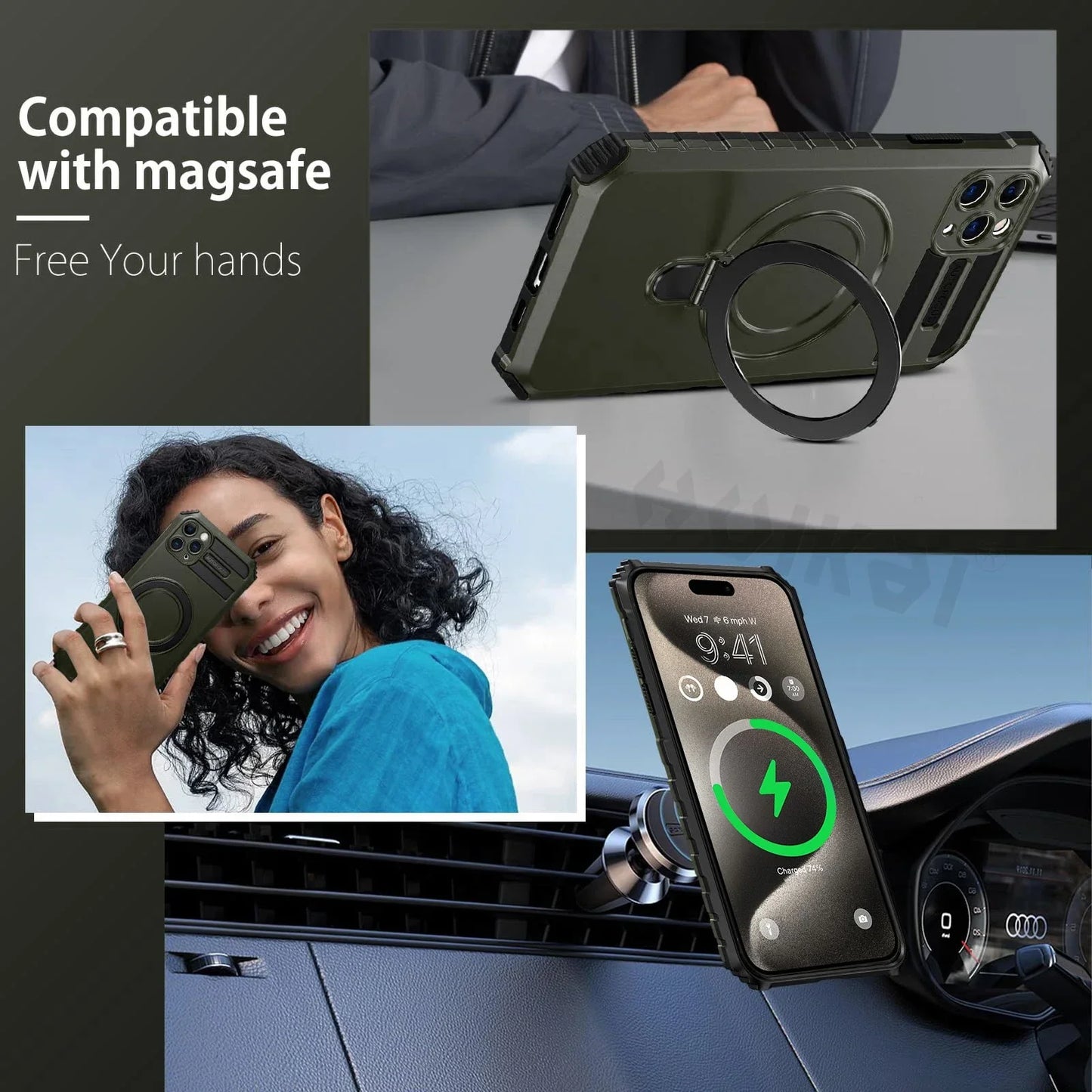 Frendorf | MagSafe iPhone 16/15 Ring Halter Magnetische Stoßfeste Hülle