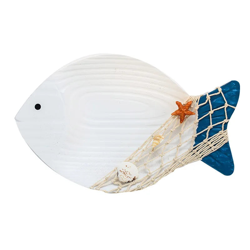 2-teiliges Holzfisch nautische Strand Wanddeko