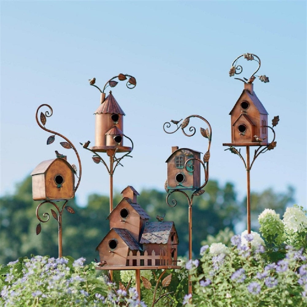 Metallkunst Vogelhaus Gartenstecker - Talart