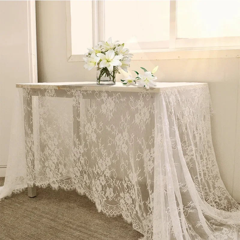 Rustikale Hochzeit Weiße Spitze Tischdecke Vintage Bestickte Empfangstisch Dekor Boho Party Valentinstag Tischdecke