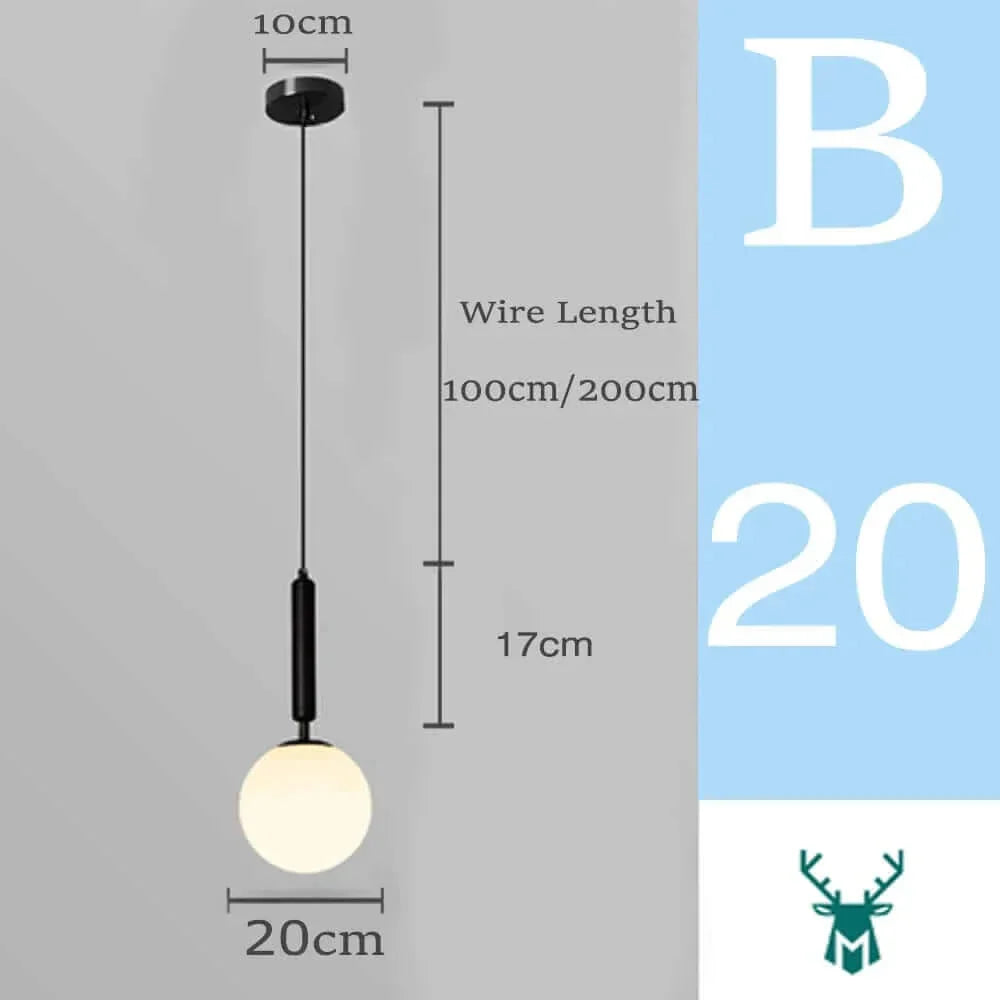 Mid-Century Modern Glas Ball Pendelleuchte