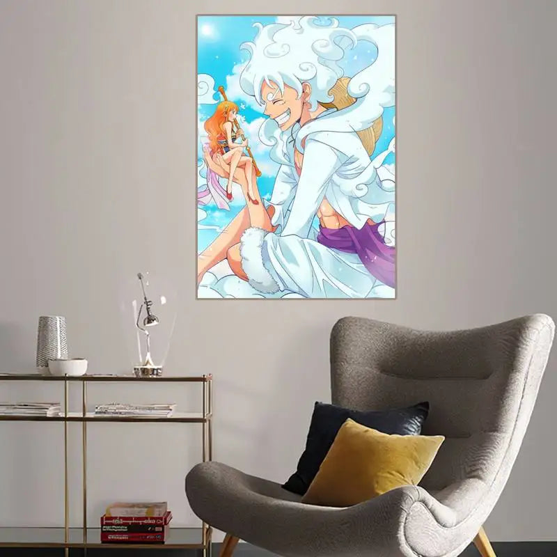 One Anime P-Piece Luffy Gear 5 POSTER Gift Home Decor Picture for Living Room Bedroom Small