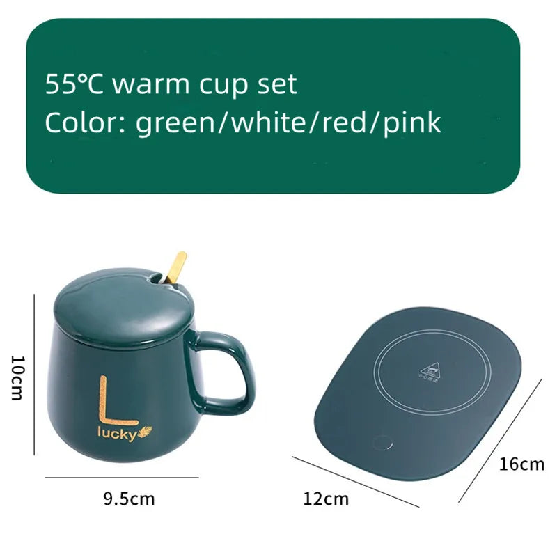 400ML Kaffeetasse Untersetzer Set 55 Grad Temperaturhalte Automatische Heizung Keramikbecher
