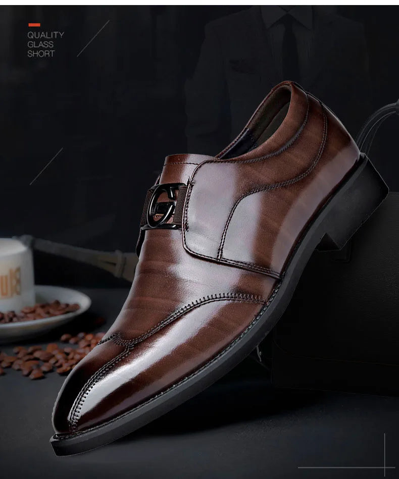 Frendorf | Herren Leder Schuhe Stilvolle Herren Schuhe Spitz Oxford Hochzeit Leder Herren Dress Schuhe Gentleman Büro Mann Schuh