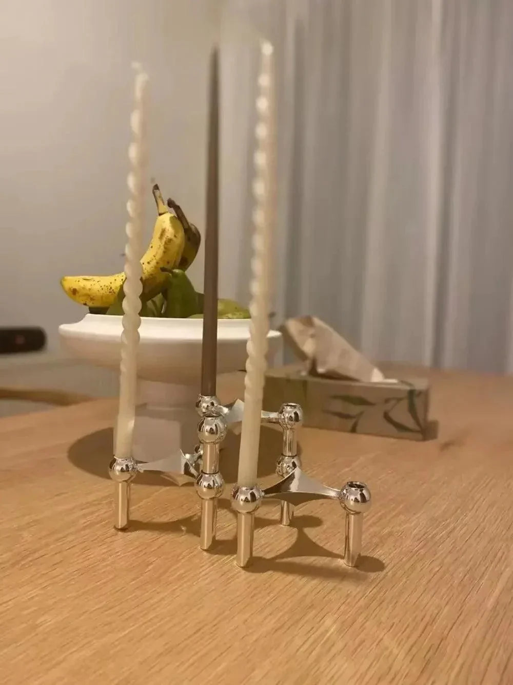 Frendorf | Moderner Molekularer Metallkerzenhalter – Nordisch-inspirierter silberner Kerzenständer für elegante Wohnkultur