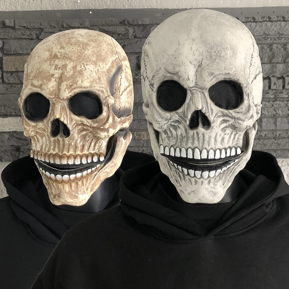 Frendorf | Beweglicher Kiefer Realistische Vollkopf-Schädelmaske - Menschliches Skelettmaske für Halloween-Party