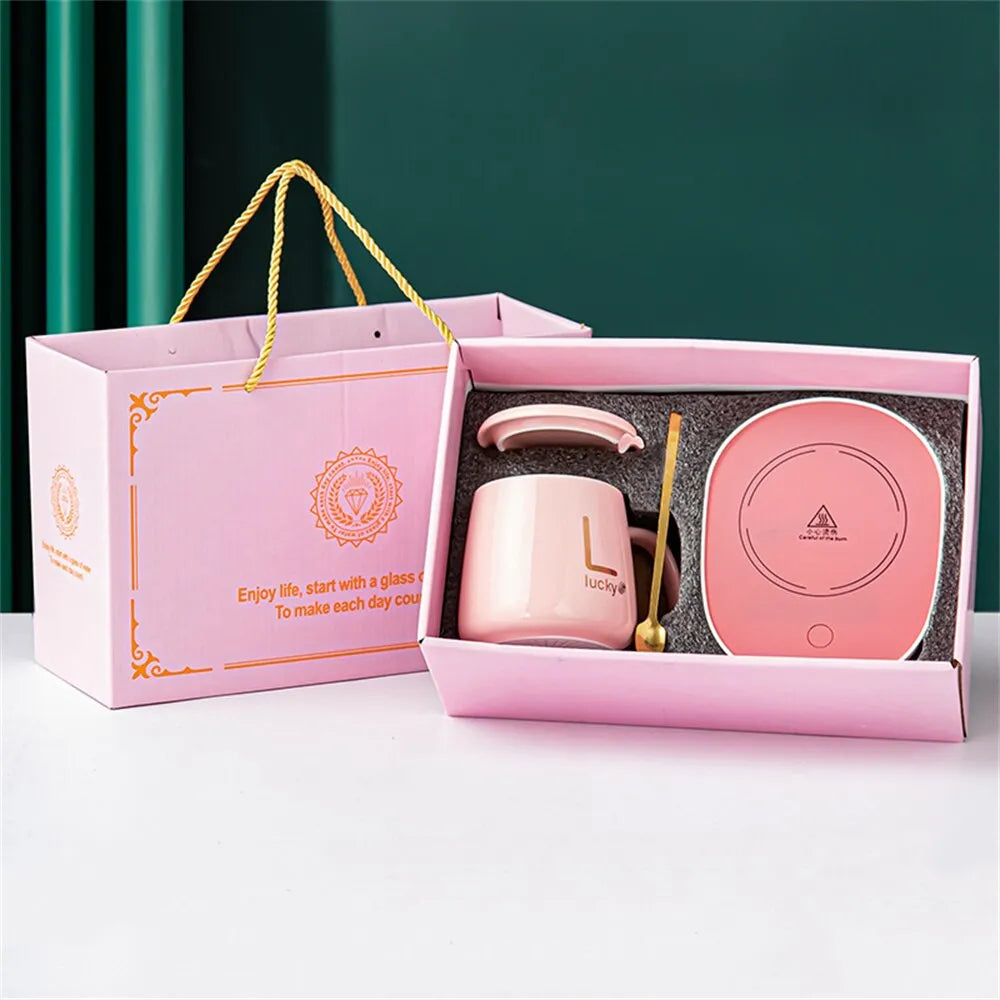 Frendorf | ThermoGlow Smart Becher Set mit Keramikheizung | Tassenwärmer | Elektrischer Untersetzer für Kaffee & Tee