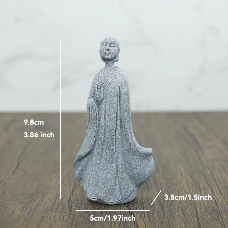 Frendorf | TranquilStone Buddha Figuren Set | Meditative Mönchs Statuen | Zen Garten Dekoration | Achtsamkeit & Feng Shui Deko für Zuhause