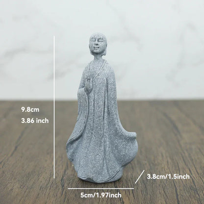 Frendorf | TranquilStone Buddha Figuren Set | Meditative Mönchs Statuen | Zen Garten Dekoration | Achtsamkeit & Feng Shui Deko für Zuhause