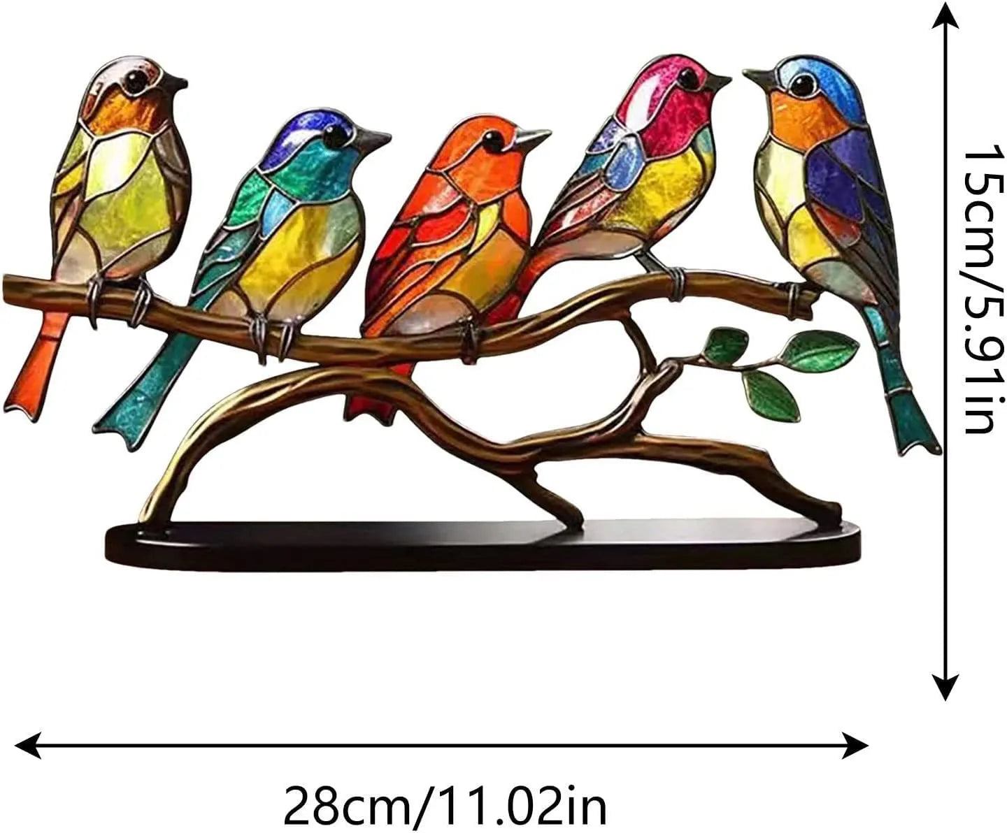 Frendorf | ElegantAviary | Bunte Vögel auf Ast Schreibtischornamente