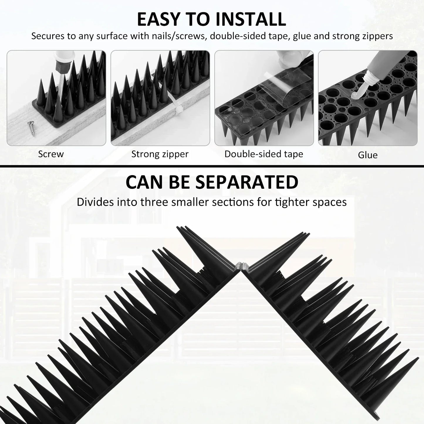 Frendorf | BirdGuard Spikes | Humane Bird Repellent | Flexible and Adjustable | Safe for All Birds