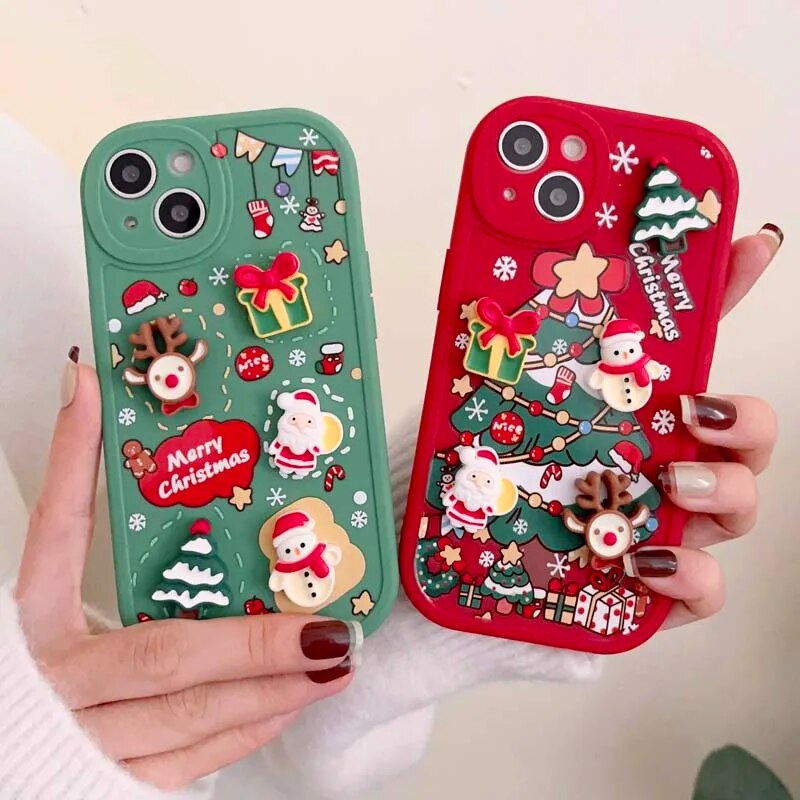 Frohe Weihnachten Elch Schneemann Santa Cartoon iPhone Hülle