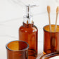 Frendorf | AquaSet Glas Badezimmer-Set | 4-teilig | Elegantes Apotheker-Design | Seifenspender, Zahnbürstenhalter & Zubehör