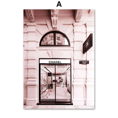 Französischer Luxusladen Mode Nordischer Poster Parfüm Sexy Mädchen Straßenansicht Wandkunst Leinwandmalerei Wandbilder Wohnzimmer Dekor