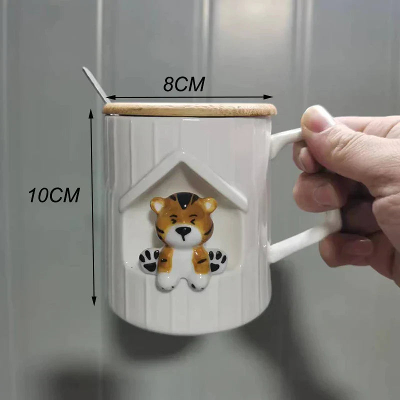 Frendorf | CupBuddy Niedliche Cartoon-Keramiktasse | Kaffeetasse & Milchteebecher | Frühstückstasse als Geschenkidee & Trinkgeschirr