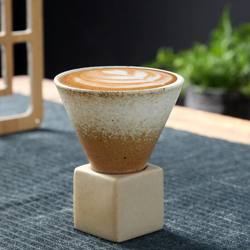 Japanische Kaffeetasse mit Untertasse, 1 Stück, Retro-Keramik-Teetasse, Becher, Latte, Espresso, Pull0, Blumen-Cappuccino, neue Keramiktasse, 100 ml/3,5 oz